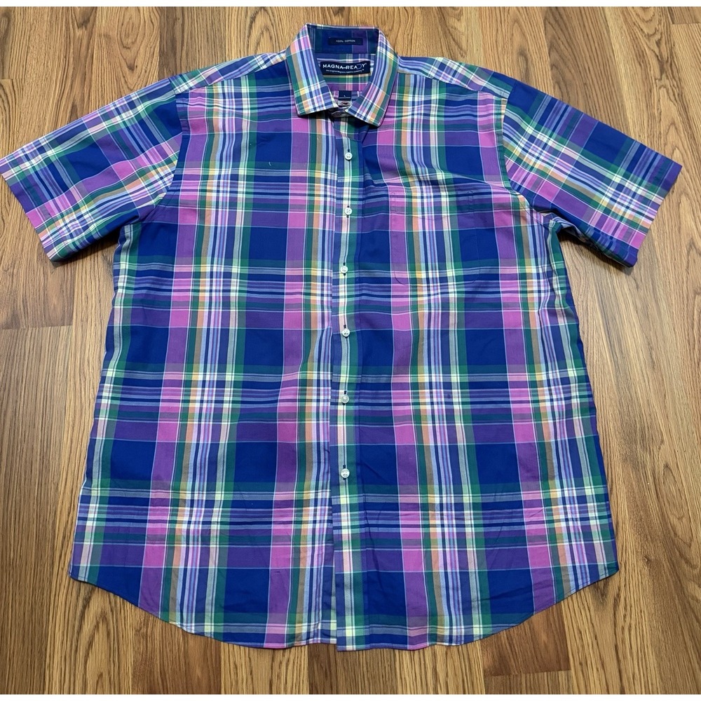 Magna Ready Shirt Mens Large Adaptive Magnetic Closure Plaid